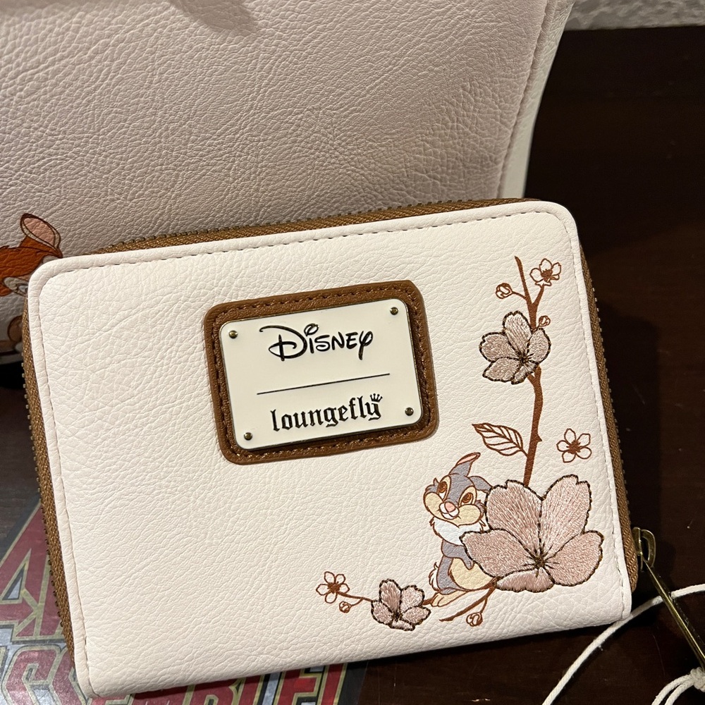 Loungefly Disney Bambi Thumper Cherry Blossom Floral Flap Mini Backpack & Wallet - Picture 3 of 10